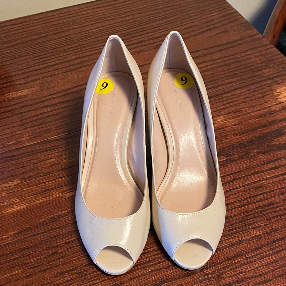 Tahari Cream Peep-Toe Heels